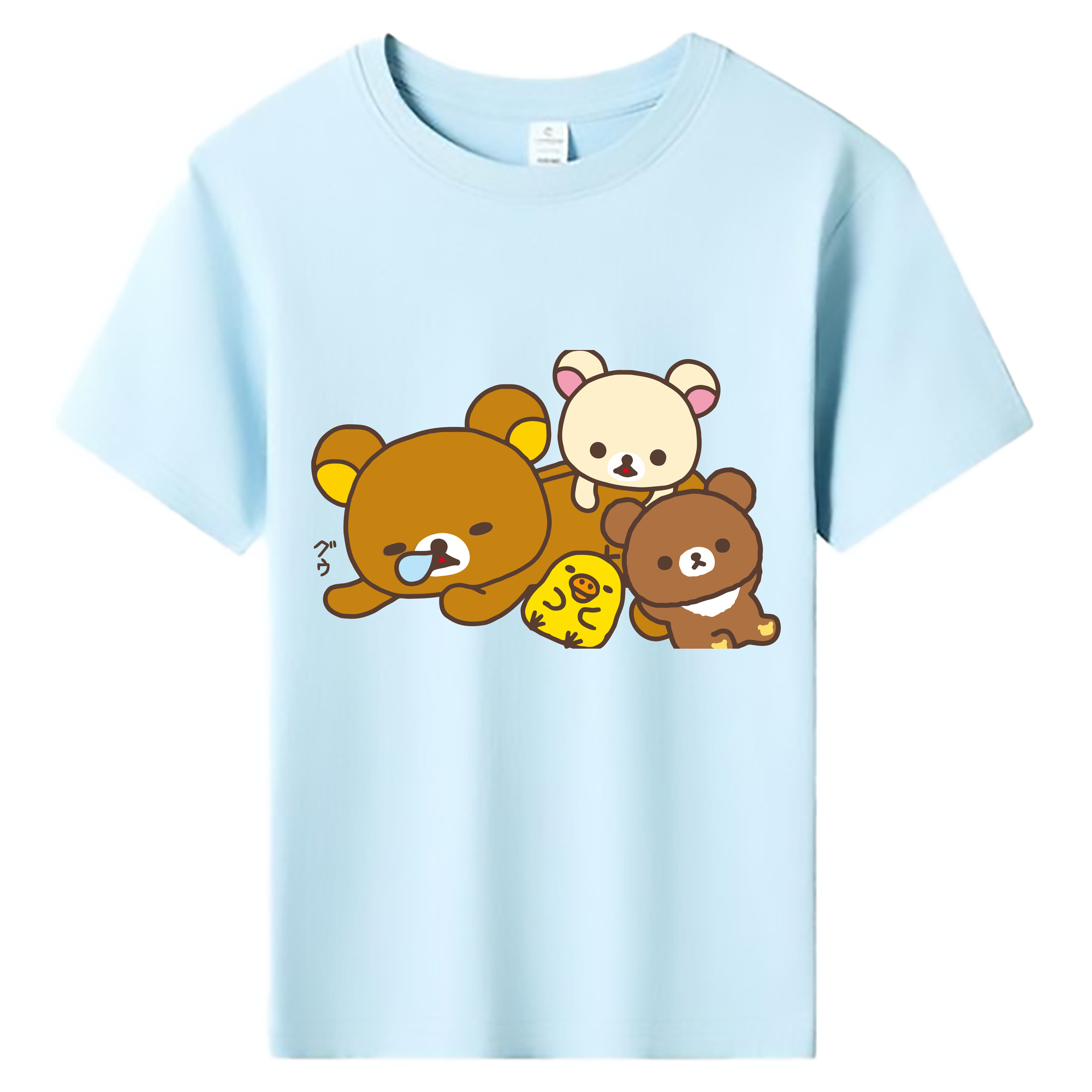 （画像用） リラックマ リラックマ キイロイトリ Rilakkuma Korilakkuma Kiiroitori 綿100％キッズTシャツ（フロントプリント）